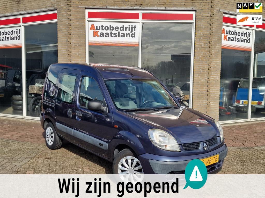 Renault Kangoo 1.6-16V Privilège - Airco - 2x Schuifdeur -, Auto's, Renault, Stof, Gebruikt, Zwart, Blauw