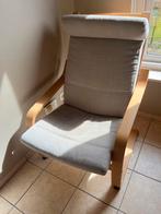 Ikea Poäng stoel met lichtgrijze kussens, Huis en Inrichting, Stoelen, Ophalen, Gebruikt, Hout, Eén