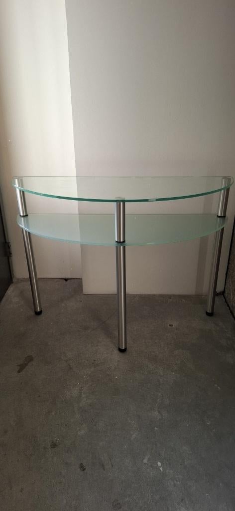 Sidetable / bijzettafel / tafel. Glas + aluminium. Tafeltje!, Huis en Inrichting, Tafels | Sidetables, Ophalen, 100 tot 150 cm