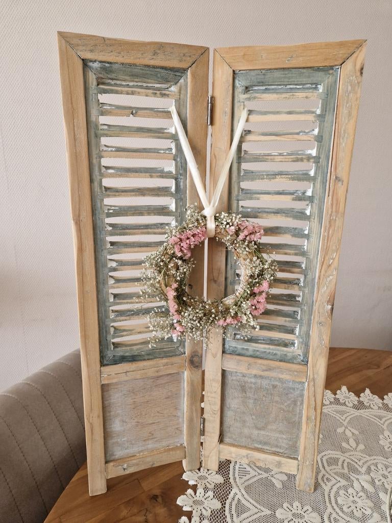 Mooie Louvre luikjes met krans, Ophalen of Verzenden, Zo goed als nieuw, Hout, Landelijk