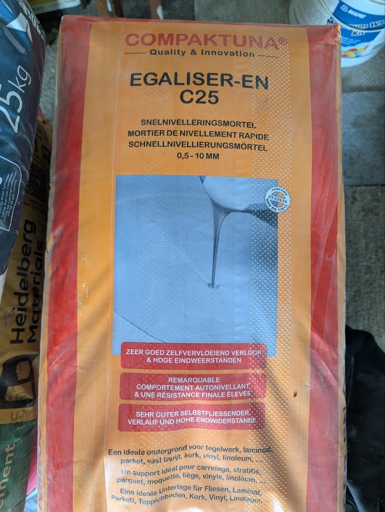 Compaktuna Egaline C25 Snelnivelleringsmortel 20kg, Ophalen, Overige materialen, 30 cm of meer, 50 tot 150 cm