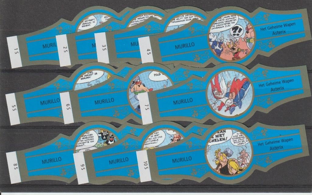 reeks  1277   asterix   1-10 sigarenbanden, Ophalen of Verzenden, Zo goed als nieuw, Sigarenbandjes