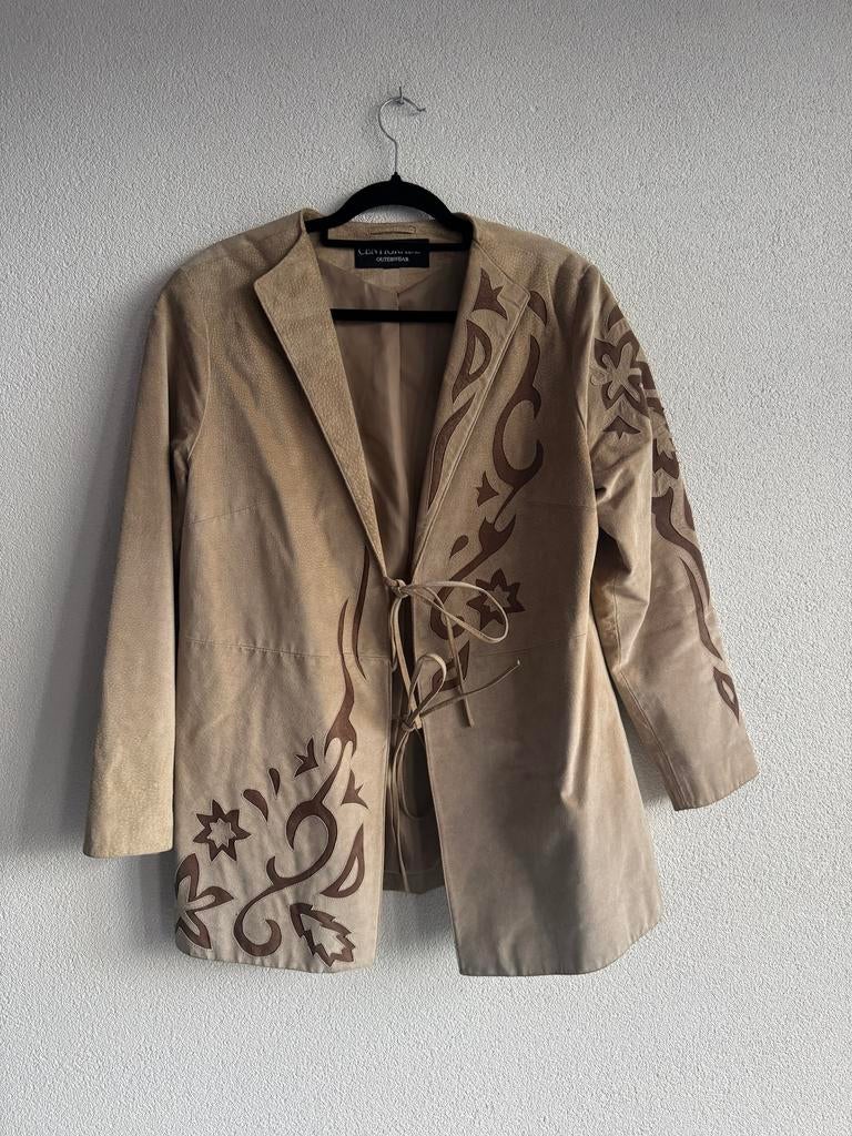 Vintage Y2K bruin leren suede blazer met borduursels, Kleding | Dames, Jasjes, Kostuums en Pakken, Vintage, Bruin, Vintage, Maat 46/48 (XL) of groter