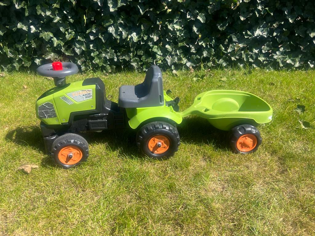 Claas loop tractor met aanhanger, Kinderen en Baby's, Speelgoed | Buiten | Voertuigen en Loopfietsen, Ophalen, Gebruikt, Trapvoertuig
