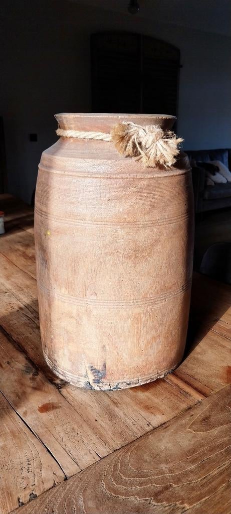 Gave grote massief houten pot/ kruik, Ophalen, Overige materialen, Overige kleuren, Zo goed als nieuw
