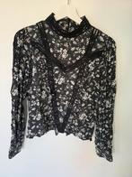 Nikkie blouse top zwart wit bloemen maat 38 M, Maat 38/40 (M), Zwart, Ophalen of Verzenden, Lange mouw