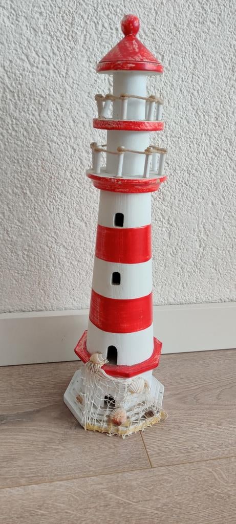 Houten Vuurtoren Decoratie - 36cm Hoog, Huis en Inrichting, Ophalen, Gebruikt, Meerkleurig, Hout