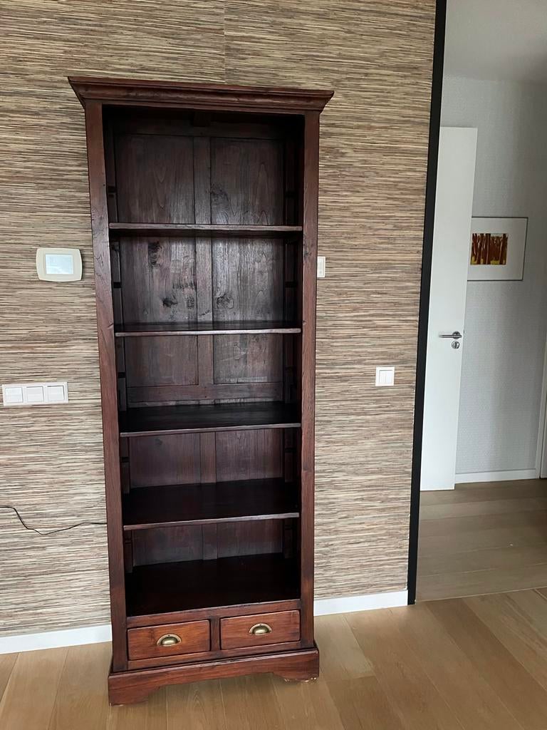 Koloniale houten kast met lades en planken, Ophalen, Gebruikt, Koloniaals, 50 tot 100 cm