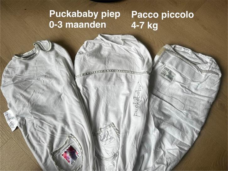 0-3 mnd-3 Inbakerdoeken: 2x Puckababy Piep, 1x Pacco Piccolo, Kinderen en Baby's, Dekens, Slaapzakjes en Inbakerproducten, Gebruikt