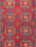 Vintage oosters wol Bouchara vloerkleed rood 135x200cm, Crème, 100 tot 150 cm, Ophalen of Verzenden, Zo goed als nieuw