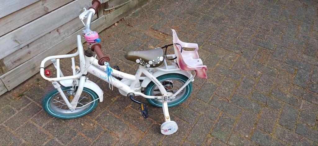 Kinderfiets 12 inch met zijwieltjes en zitje, Ophalen, Zijwieltjes, Gebruikt, Minder dan 16 inch