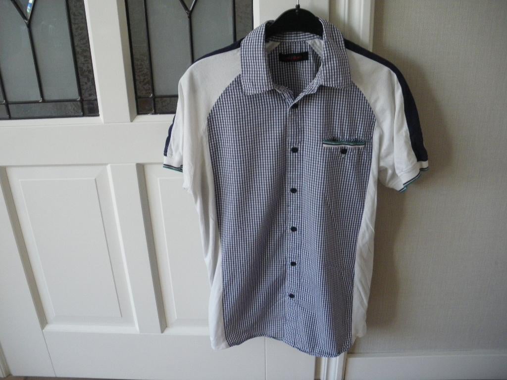 mooi geruit blauw wit zomer shirt mt large double black, Ophalen of Verzenden, Zo goed als nieuw, Maat 52/54 (L), Blauw