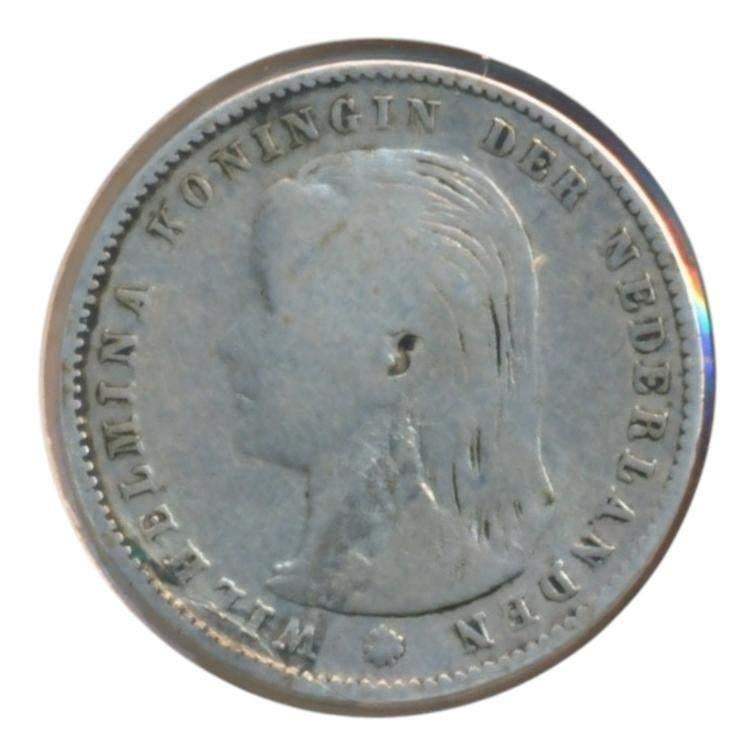 Nederland 25 Cent 1897 Wilhelmina loshangend haar, Postzegels en Munten, Munten | Nederland, Zilver, 25 cent, Ophalen of Verzenden