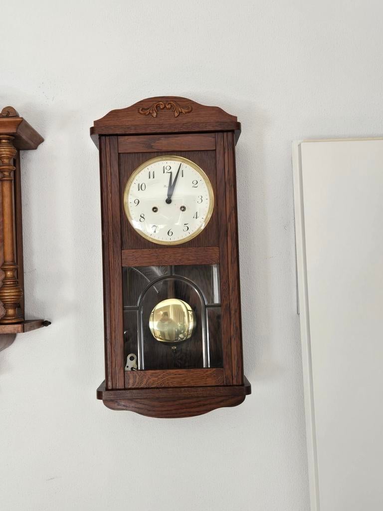 Antieke bim bam wandklok met slinger, Antiek en Kunst, Antiek | Klokken, Ophalen of Verzenden