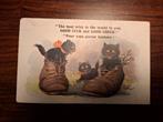 Oude antieke postkaart katjes in schoenen '20, Verzamelen, Ansichtkaarten | Dieren, Ophalen of Verzenden, Voor 1920, Gelopen, Hond of Kat