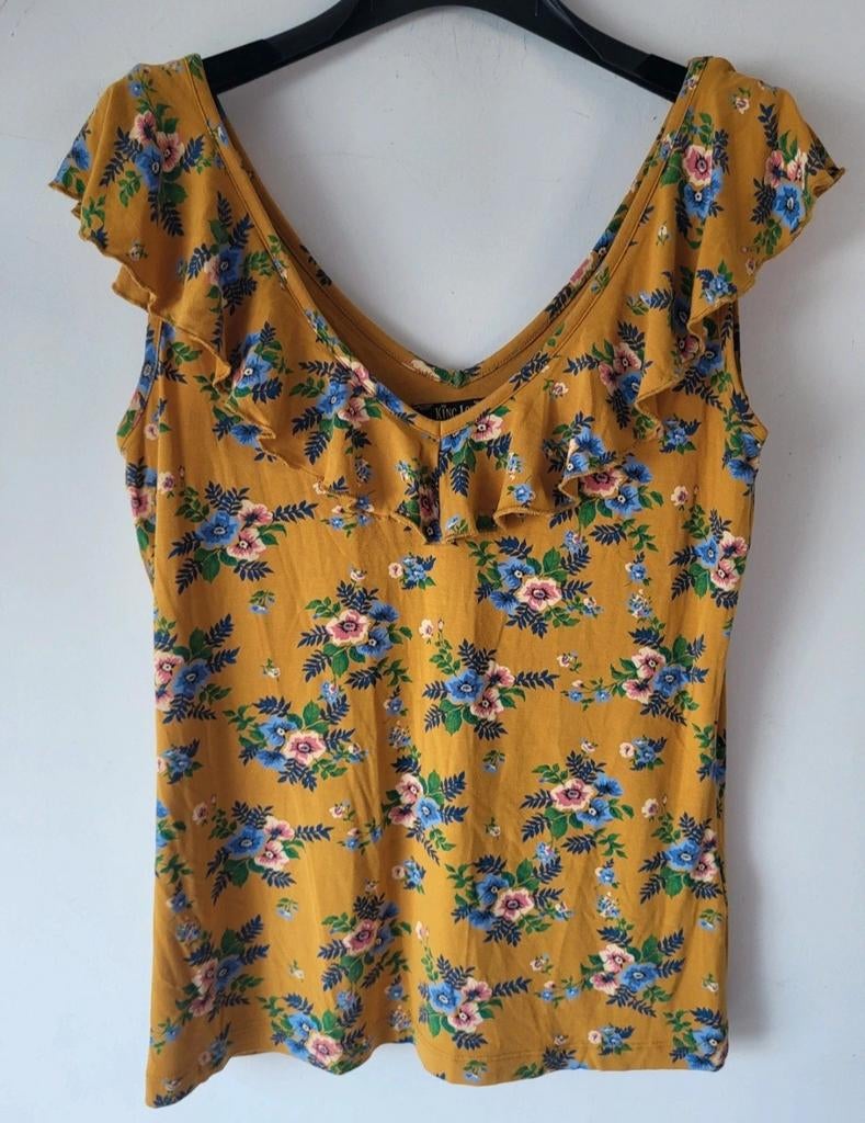 King Louie Top - Maat 36/S - Bloemenprint, Geel, Onbekend, Ophalen of Verzenden, Zo goed als nieuw