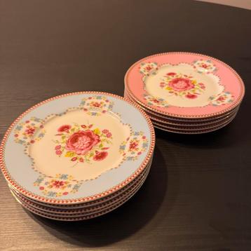 Pip Studio gebaksbordjes 5x blauw, 5x roze beschikbaar voor biedingen