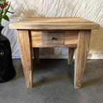 Salontafel - 50 x 50 cm - massief geborsteld teak -TTM Wonen, 50 tot 100 cm, Www.ttmwonen.nl, Nieuw, Landelijk