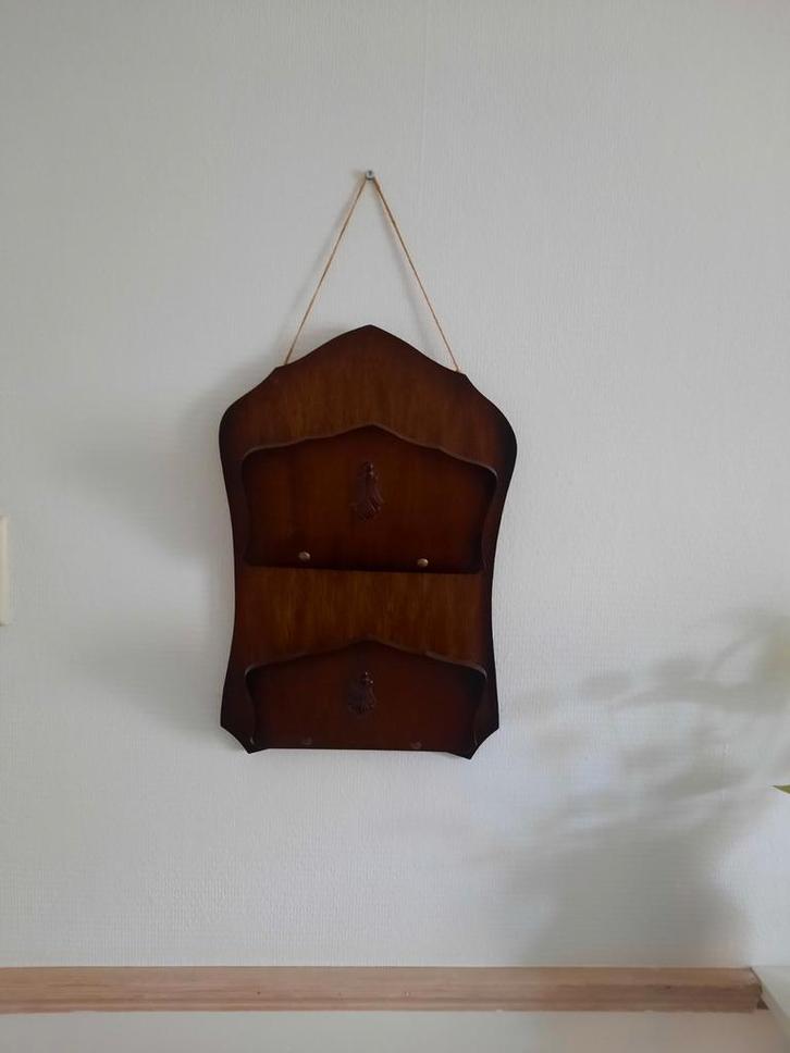 Vintage houten brievenhouder, postbakje, Huis en Inrichting, Woonaccessoires | Overige, Gebruikt, Ophalen of Verzenden