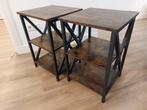 Twee industriele Bijzettafels, Minder dan 55 cm, Gebruikt, Industriele, Metaal of Aluminium