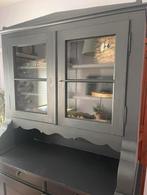 Antieke Service Kast met Glazen Deuren en Lades Zwart, Ophalen