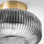 Ikea SOLKLINT Plafondlamp messing/grijs helder glas, 27 cm, Huis en Inrichting, Ophalen of Verzenden, Zo goed als nieuw, Glas