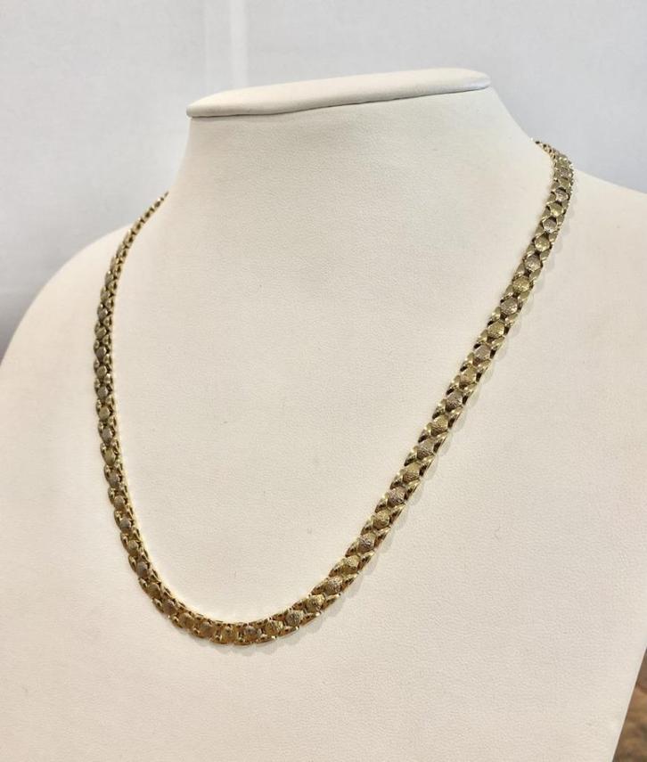 18K Gouden Collier met Sierlijke bewerkte Schakel // 25 gram, Sieraden, Tassen en Uiterlijk, Kettingen, Zo goed als nieuw, Goud