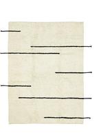 wit en zwart tapijt uit India, Ophalen, Wit, Rechthoekig, 100 tot 150 cm