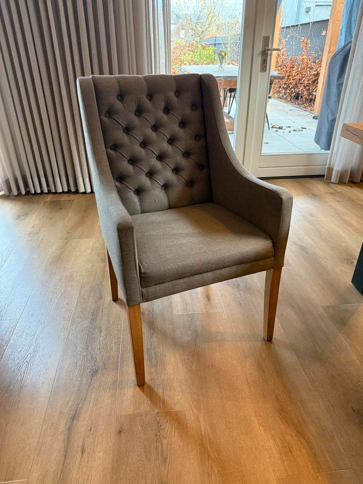 Goossens Pearl eetkamerstoel grijs (6 stuks), Huis en Inrichting, Stoelen, Zo goed als nieuw, Eén, Hout, Grijs, Ophalen