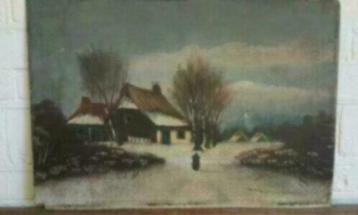 Olieverf op hout winterlandschap gesigneerd beschikbaar voor biedingen
