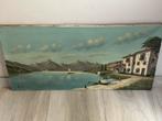 Oud panorama schilderij Garda Meer Italië 80/40 cm, Ophalen of Verzenden
