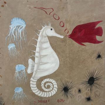 Ali Lamu schilderij I bubble U handgemaakt 110x110 cm  beschikbaar voor biedingen