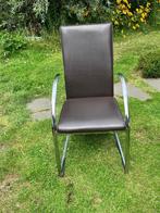 4 eetkamerstoelen bruin skai leer, Ophalen, Kunststof, Gebruikt, Bruin