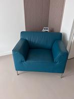 Montel fauteuil blauw leer, Huis en Inrichting, Fauteuils, Ophalen, Gebruikt, 100 tot 125 cm, Leer