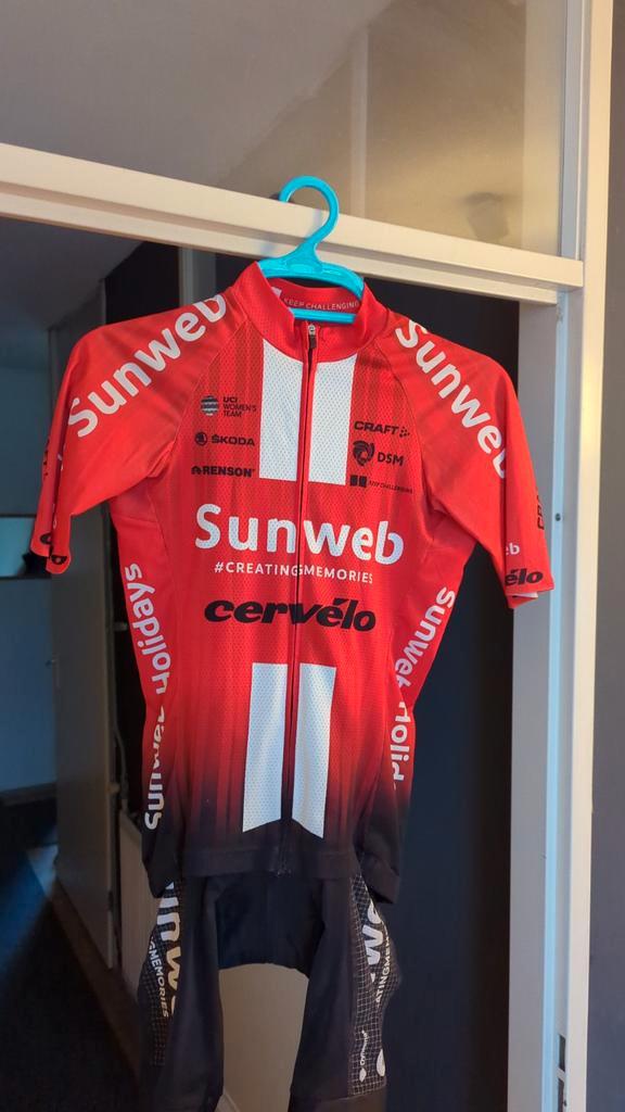 Sunweb Wielerkleding Set Floortje Mackaij - Maat S, Fietsen en Brommers, Fietsaccessoires | Fietskleding, Gebruikt, Dames, Bovenkleding