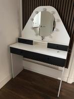 Leuke witte kaptafel met zwarte lades en verlichting, Huis en Inrichting, Tafels | Kaptafels, Ophalen, Zo goed als nieuw, 50 tot 100 cm