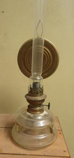 Antieke Koperen Olielamp en Glazen Olielamp, Antiek en Kunst, Antiek | Lampen, Ophalen of Verzenden