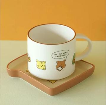 Ceramic mug + toast plate Set  beschikbaar voor biedingen