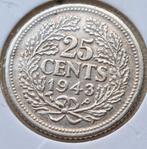 25 cent 1943/1 ???, Postzegels en Munten, Munten | Nederland, Zilver, 25 cent, Ophalen of Verzenden, Koningin Wilhelmina