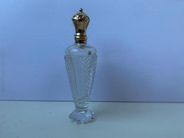Kristallen odeurflacon gouden dop helder glas 14K (585) beschikbaar voor biedingen