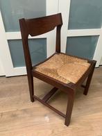 Vintage houten stoelen met biezen zitting ‘70, Huis en Inrichting, Stoelen, Ophalen, Zo goed als nieuw, Bruin, Twee