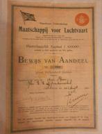 Bewijs van Aandeel Maatschappij voor Luchtvaart 1911, Postzegels en Munten, Aandelen en Waardepapieren, Ophalen of Verzenden, Aandeel