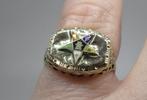 Antieke 10K OES-ring – vrijmetselarij – geëmailleerd embleem, Sieraden, Tassen en Uiterlijk, Antieke sieraden, Verzenden, Goud