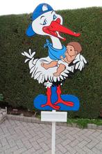 Geboortebord ooievaar met blauwe pet en baby een jongen., Ophalen, Nieuw, Geboortebord