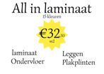 All in Laminaat € 32,50 p/m2, Overige kleuren, 75 m² of meer, Nieuw, Ophalen of Verzenden