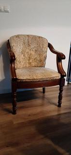 2 Eiken fauteuils met stoffenbekleding., Huis en Inrichting, Ophalen, Hout, Minder dan 75 cm, Zo goed als nieuw