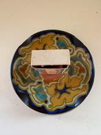 Gouda Plateel Asbak met Luciferdoosjeshouder, Antiek en Kunst, Antiek | Keramiek en Aardewerk, Ophalen