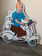 Kuifje- Vespa emaille bord nieuwstaat, Ophalen of Verzenden, Zo goed als nieuw, Reclamebord