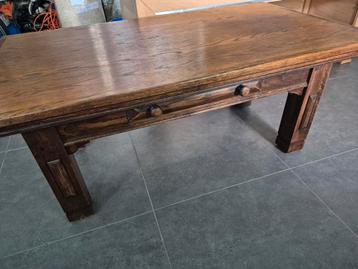 Eikenhouten salontafel 52x70x125cm met schuiflade  beschikbaar voor biedingen