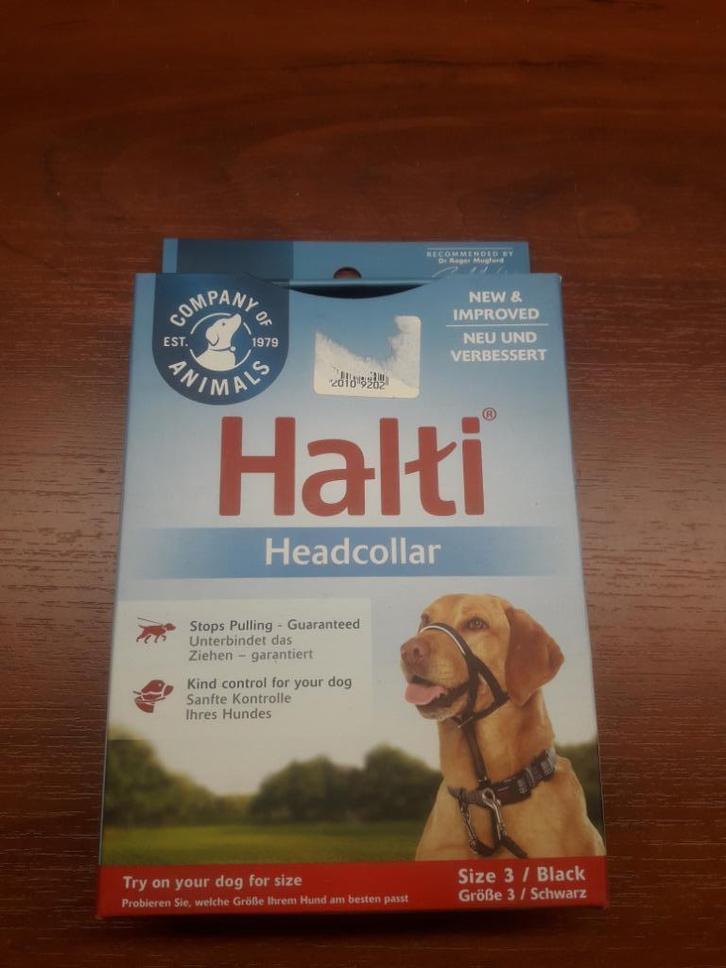 Halti, maat 3 (Golden Retrievers, Husky, Labrador etc.), Dieren en Toebehoren, Hondenhalsbanden en Penningen, Zo goed als nieuw